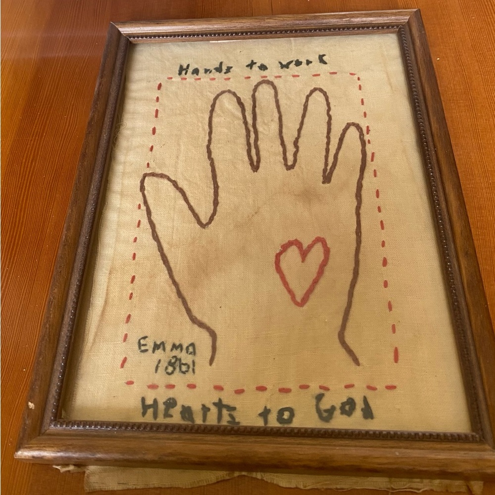 Vintage/antique embroidery piece with frame.